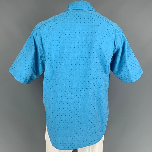 HAVER SACK Size L Blue Dots Cotton Button Up Short Sleeve Shirt - Picture 3 of 5